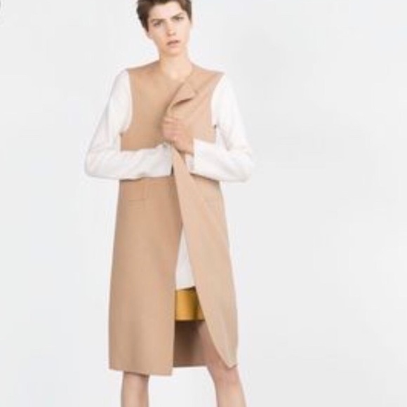 Zara soft camel wool blend nwot ling vest coat size small